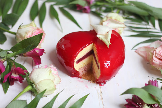 Gâteau de saint valentin dans le moule coeur de silikomart