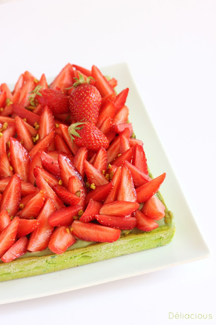 Tarte aux fraises et à la pistache vegan