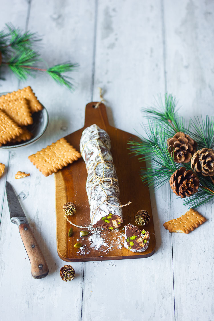 Saucisson en chocolat aux fruits secs
