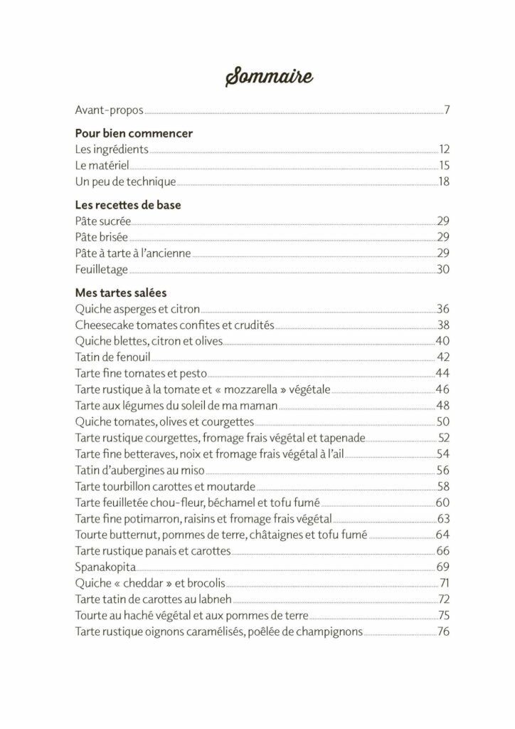 Sommaire salé Irrésistibles tartes