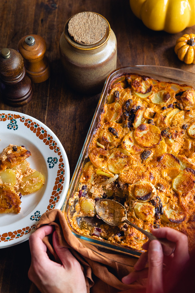 Gratin de pommes de terres au paprika fumé et aux haricots rouges