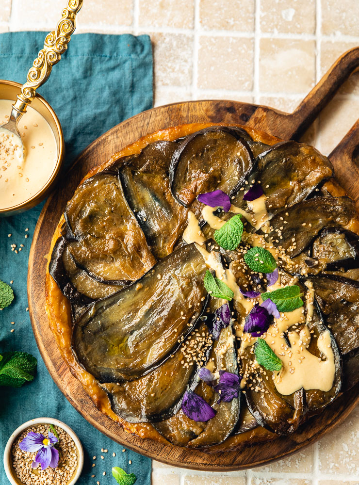 Tatin d'aubergine au miso